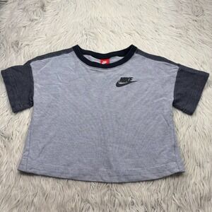 Nike Women's M Gray Colorblock Rally Crew Short Sleeve Knit Top Tee
